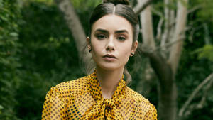 Lily Collins In Backstage Wallpaper