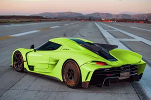 Lime Green Koenigsegg Jesko On Runway Wallpaper