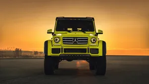 Lime Green Mercedes G Wagon Sunset Wallpaper