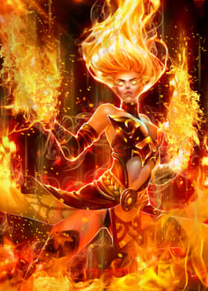 Lina, The Fiery Mage Of Dota 2, Unleashes Her Fiery Spells On The Battlefield. Wallpaper