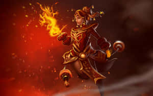 Lina, The Fiery Sorceress Of Dota 2 In Action, Unleashing Her Powerful Spells On The Battlefield. Wallpaper