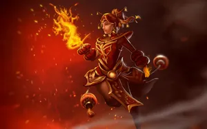 Lina, The Fiery Sorceress Of Dota 2 In Action, Unleashing Her Powerful Spells On The Battlefield. Wallpaper