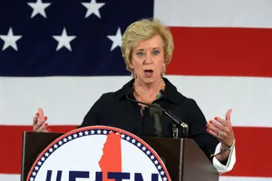 Linda Mc Mahon Speakingat Podium Wallpaper