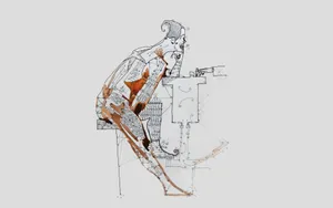 Line Art Abstract Drawing Wallpaper