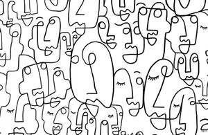 Line Art Abstract Faces Wallpaper