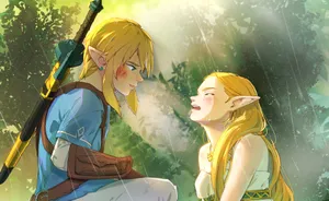 Link And Zelda Cross Paths, In The Legend Of Zelda: Tears Of The Kingdom Wallpaper