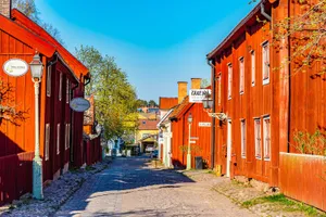 Linkoping Old Town Street Sweden Wallpaper