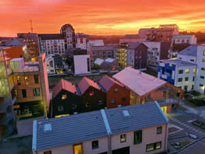 Linkoping Sunset Urban Landscape Wallpaper