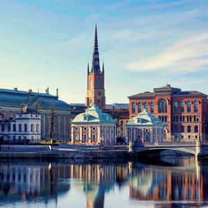 Linkoping Sweden Riverside Architecture Wallpaper