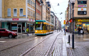 Linkoping Tramon City Street Wallpaper