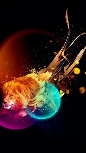 Lion Galaxy Abstract Artwork Wallpaper
