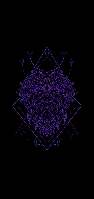 Lion Illustration Black And Purple Phone Wallpaper