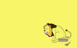 Lion Litterbox Funny Simple Desktop Wallpaper