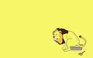 Lion Litterbox Funny Simple Desktop Wallpaper