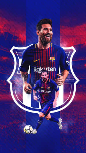 Lionel Messi Barcelona Crest Artwork Wallpaper