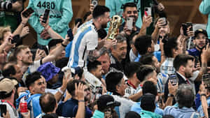 Lionel Messi Celebrates World Cup Victory Wallpaper