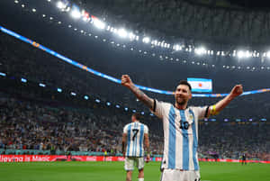 Lionel Messi Celebration Argentina World Cup Wallpaper