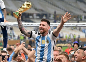 Lionel Messi In Action At The World Cup Wallpaper