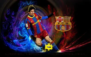 Lionel Messi Looks Cool In His Barcelona Jersey. Wallpaper