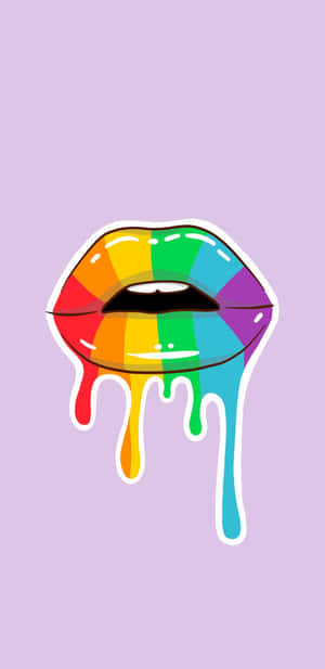 Lips With Melting Cute Lgbt Rainbow Color Digital Art Wallpaper