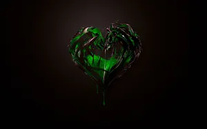 Liquid Green Heart Wallpaper