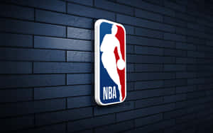 Lit-up Nba Logo On Brick Wall Wallpaper