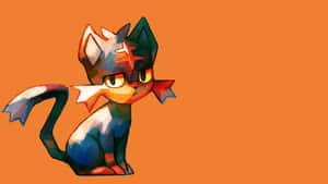 Litten Against An Orange Background Wallpaper