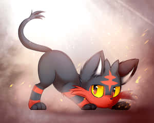 Litten In Playful Cat Pose Wallpaper