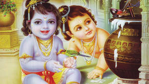 Little Krishna Hd Baby Radha Butter Wallpaper