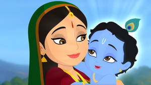 Little Krishna Hd Carried By Mother Wallpaper