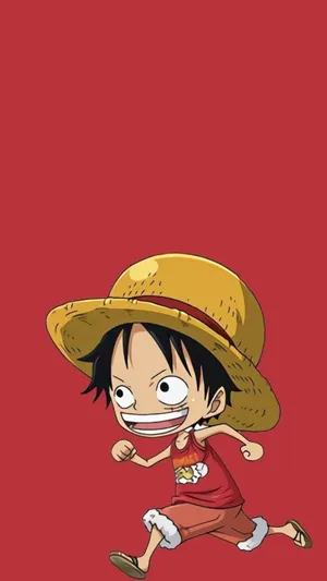 Little Monkey D Luffy In Red Wallpaper