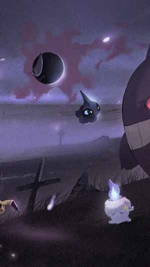 Litwick With Gengar Wallpaper