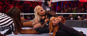 Liv Morgan Beating Becky Lynch Wallpaper