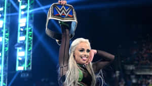 Liv Morgan Wwe Belt Blue Wallpaper