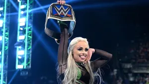 Liv Morgan Wwe Belt Blue Wallpaper