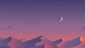 Live Aesthetic Desert Night Moon Landscape Wallpaper