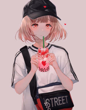 Live Your Best Anime Life With Bubble Tea Wallpaper