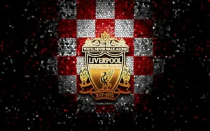 Liverpool 4k Logo On Red And White Checkered Wallpaper