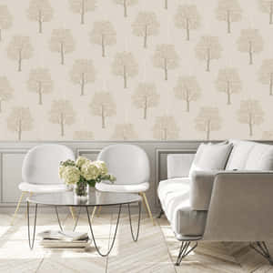 Living Area With Walls That Have Subtle Designs Wallpaper