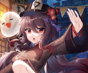 Liyue Street Hu Tao Pfp Wallpaper