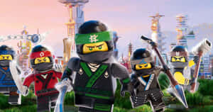 Lloyd Leading The Lego Ninjago Movie Gang Wallpaper