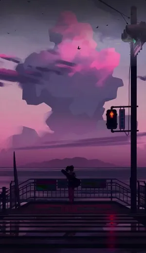 Lo Fi Anime Chill Man In Train Station Wallpaper
