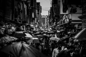 Local Crowded Street In India Wallpaper