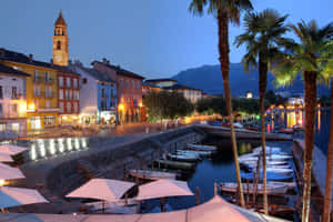 Locarno Lakefront Evening View Wallpaper