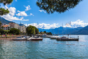 Locarno Lakefront Marina Switzerland Wallpaper