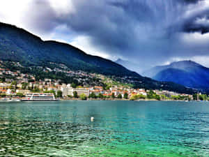 Locarno Lakefront Stormy Skies Wallpaper