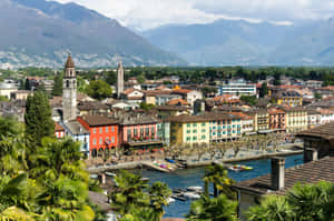 Locarno Switzerland Lakeside Panorama Wallpaper