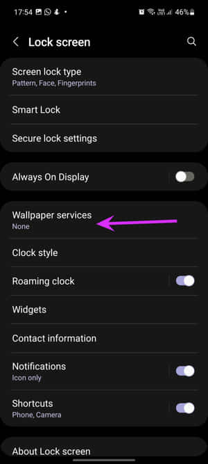 Lock Screen Settings On Samsung Galaxy S10e Wallpaper