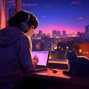 Lofi Girl Study Sessionwith Cat Wallpaper