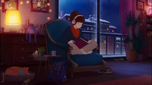 Lofi Girl Studyingin Cozy Room.jpg Wallpaper